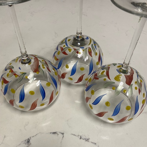 Set of 3 POTTERY BARN Glass Hand Blown Balloon Wine/Water Glasses-PBY39 - Picture 7 of 16